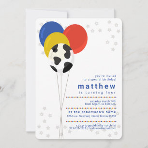 Cow Print Farm Birthday Balloons Invitation