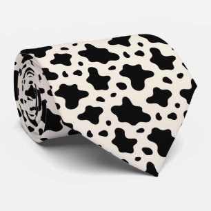 Cow Print Faux Silk Neck Tie Western Cowboy