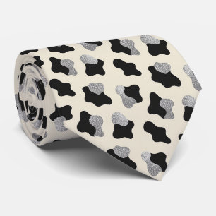 Cow Print Glitter Faux Silk Neck Tie   Cowboy