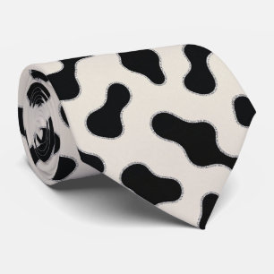 Cow Print Glitter Faux Silk Neck Tie Cowboy