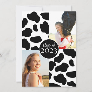 Cow Print Graduation Photo Invitation