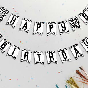 Cow Print Happy Birthday Bunting
