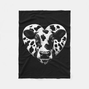 Cow Print Heart Cow Farmer Girl  Fleece Blanket