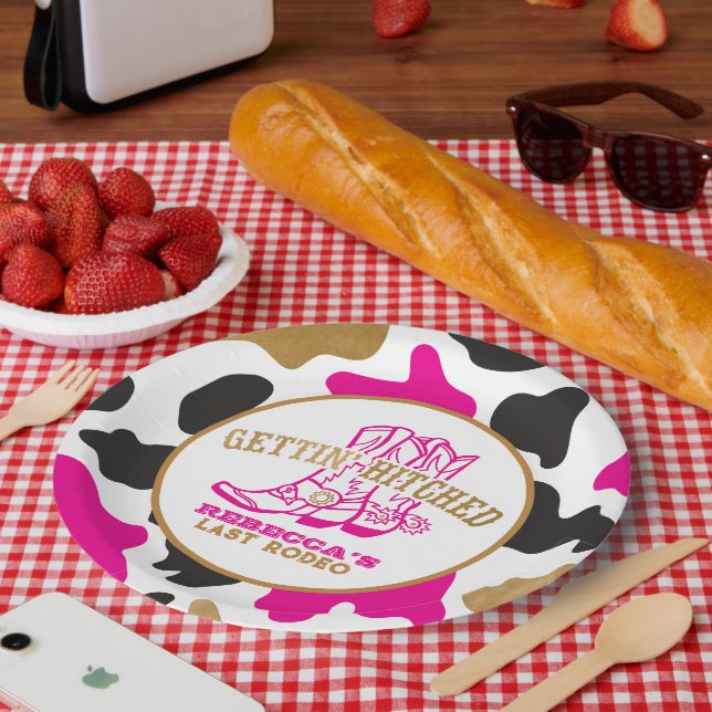 Cow Print Last Rodeo Bachelorette Party Plates (Picnic)
