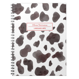 Cow Print Name and Subject Notebook