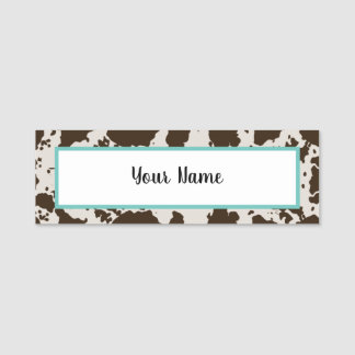 Cow Print Name Tag