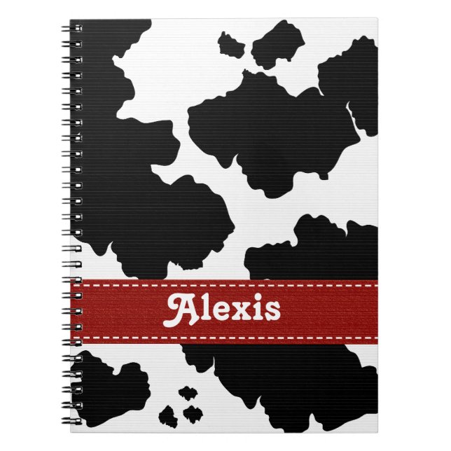 Cow Print Notebook Journal Red Ribbon (Front)