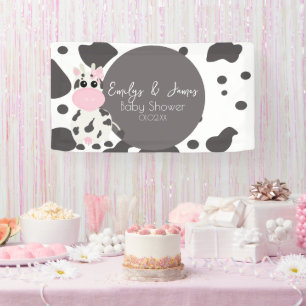 Cow Print Pattern Baby Shower Banner