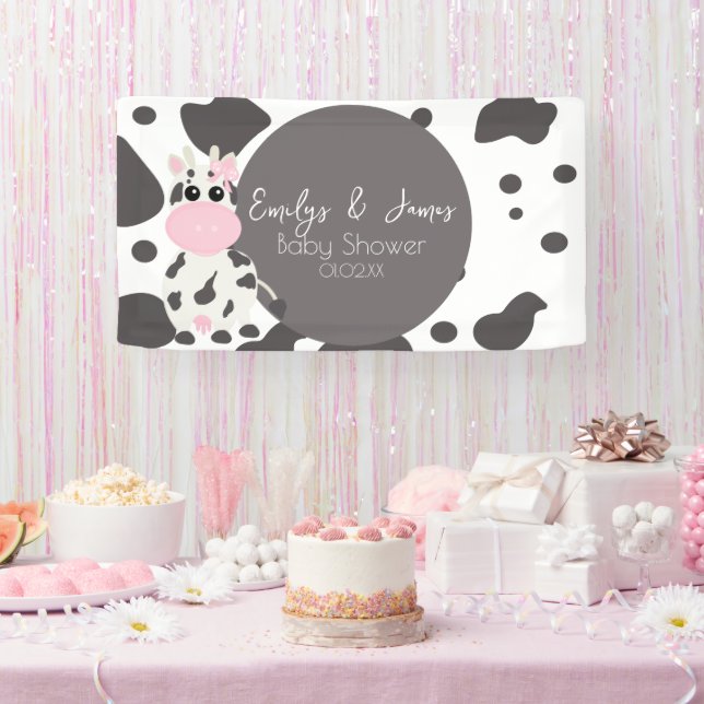 Cow Print Pattern Baby Shower  Banner (Party)