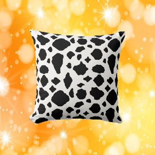 Cow Print Pattern Black and White Cushion