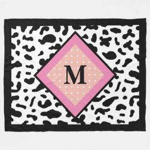 Cow-Print Pattern Monogram Fleece Blanket