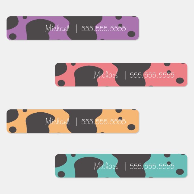 Cow Print School Class Lunch Name Number Labels (Group)