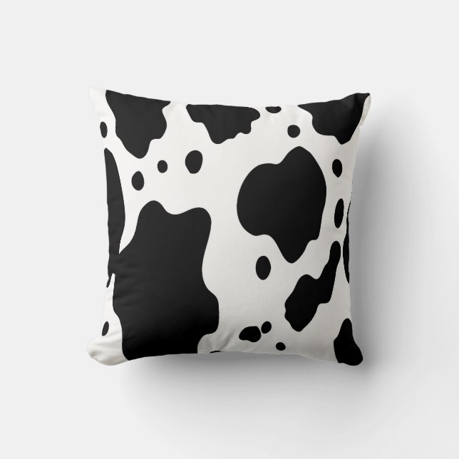 Cow Print – Trendy Black & White Pattern Cushion (Front)