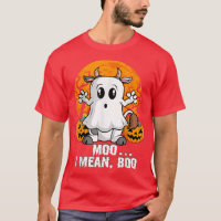Cow Pumpkin Head Moo I Mean Boo Funny Ghost Hallow