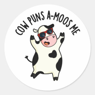 Cow Puns Amoos Me Funny Cow Pun  Classic Round Sticker