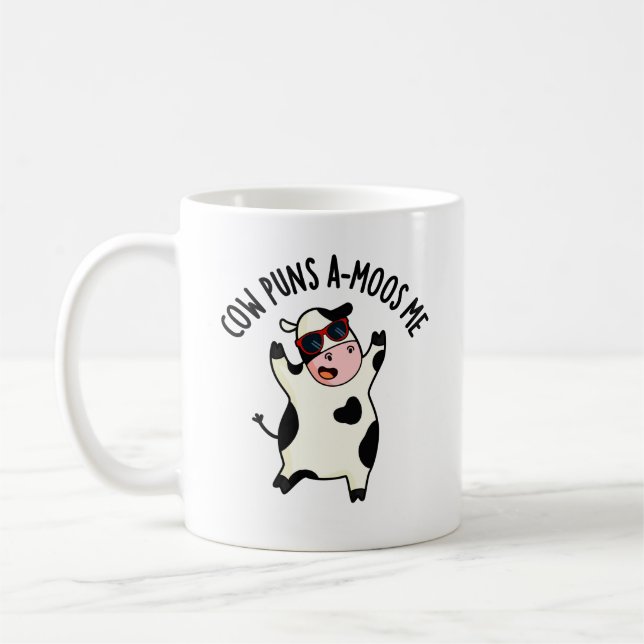 Cow Puns Amoos Me Funny Cow Pun  Coffee Mug (Left)