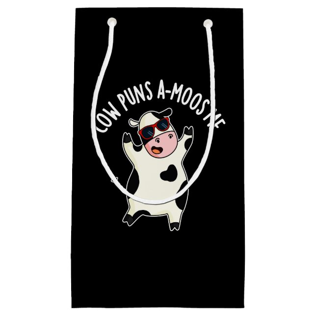 Cow Puns Amoos Me Funny Cow Pun Dark BG Small Gift Bag (Front)