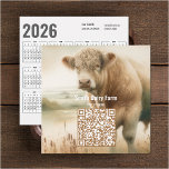 Cow QR Code 2026 Calendar Business Card<br><div class="desc">Cow business greeting cards featuring a modern artistic cow design. Great for cattle, cow, dairy farms and more. Use the QR code on the front of the card for your website. A 2026 calendar is featured on the back along with your name and business contact information. Great mix of traditional...</div>