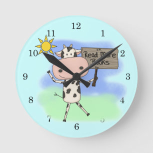 Cow Read More Books Round Clock