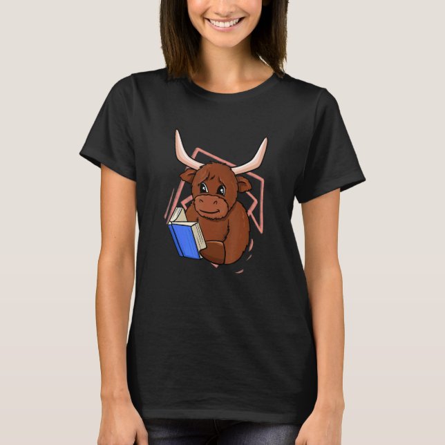 Cow Reading Book for Bookworm and Book T-Shirt (Front)