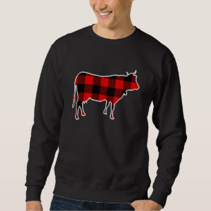 Cow Red Buffalo Plaid Heifer Farm Matching Pj Fami Sweatshirt