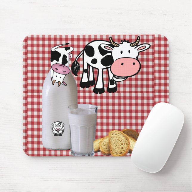 Cow Red Plaid Milk  Mouse Pad! Mouse Pad (With Mouse)