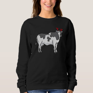 Cow Reindeer Antlers Cow Dairy Farming Christmas Sweatshirt