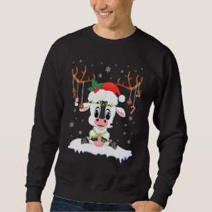Cow Reindeer Santa Noel Costume Dancing On Snow Me Sweatshirt