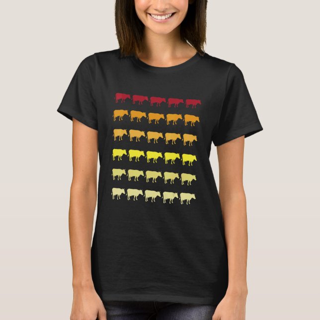 Cow Retro Animal Pattern T-Shirt (Front)