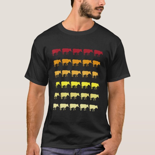 Cow Retro Animal Pattern T-Shirt (Front)