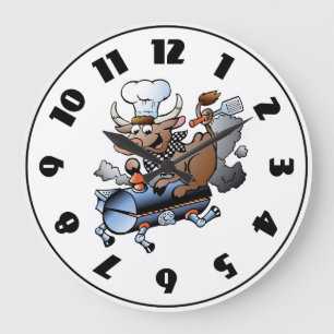 Cow Riding A BBQ Clock