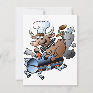 Cow Riding A BBQ Invitations