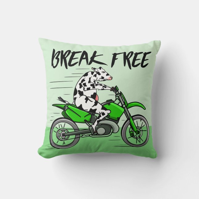 Cow riding A Motorbike Cushion (Front)