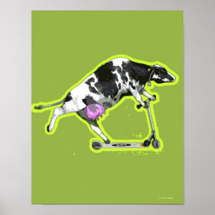 Cow Riding a Scooter Poster