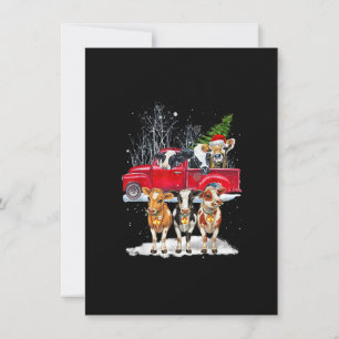 Cow Riding Red Truck Merry Christmas Farm Loves Co Invitation