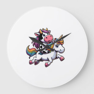 Cow Riding Unicorn Boys Girls Men Women Kids Teens Large Clock