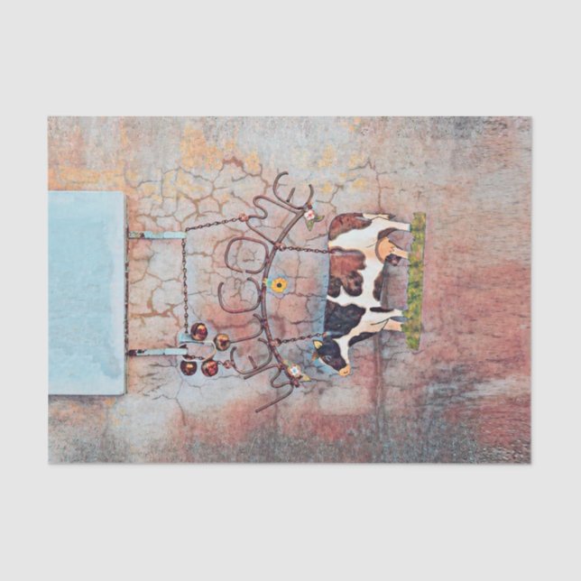 Cow Rustic Country Western Farm Decoupage Tissue Paper (Front)