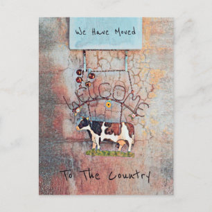 Cow Rustic Country Western Farm Moving Card