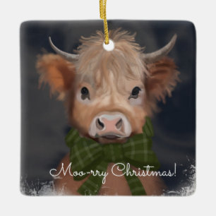 Cow’s Christmas Cheer Ceramic Ornament