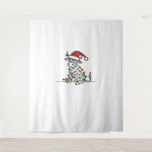 Cow Santa Christmas Lights Tapestry