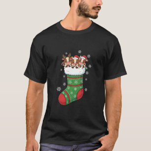Cow Santa Hat Christmas Light Animal Xmas Tree PJs T-Shirt