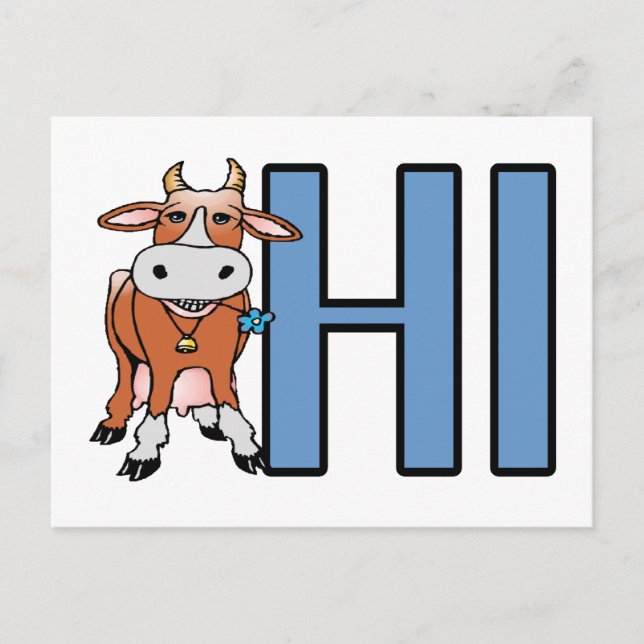 Cow Says Hi Postcard (Front)