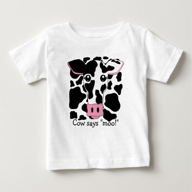 Cow Says "Moo!" Baby T-Shirt (Front)