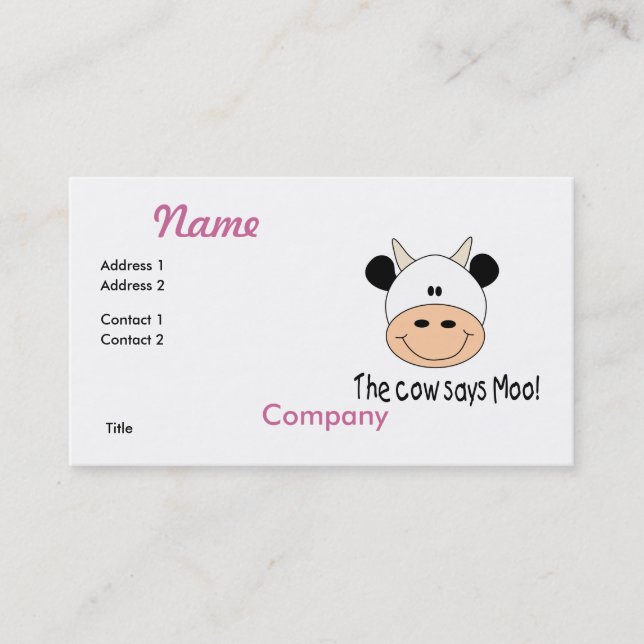 Cow Says Moo Business Card (Front)