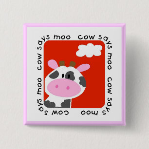 Cow Says Moo Tshirts and Gifts 15 Cm Square Badge