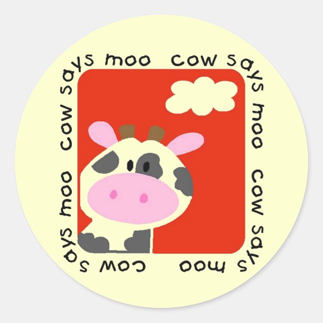 Cow Says Moo Tshirts and Gifts Classic Round Sticker (Front)