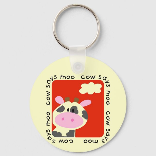 Cow Says Moo Tshirts and Gifts Key Ring (Front)