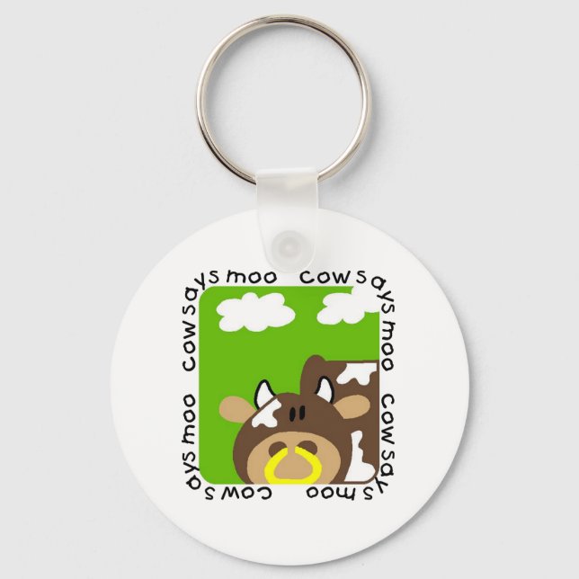 Cow Says Moo Tshirts and Gifts Key Ring (Front)