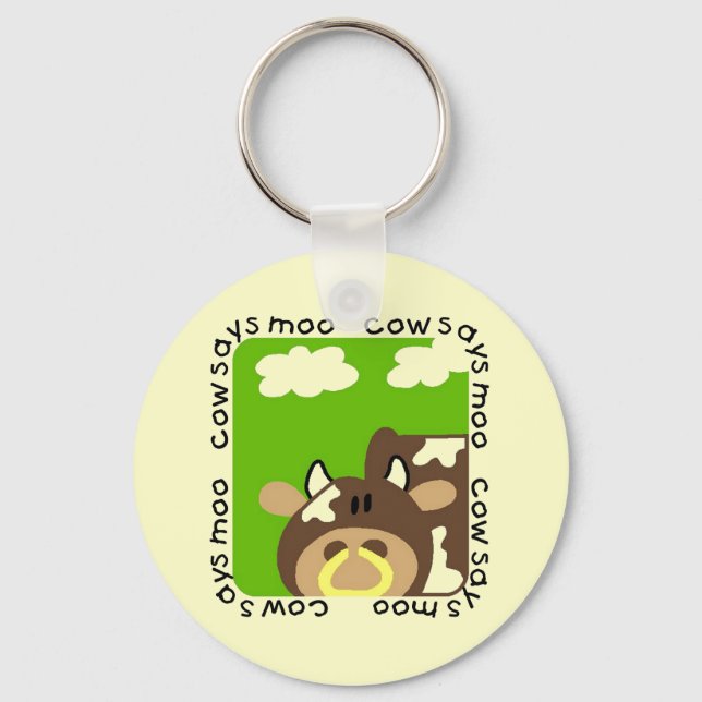 Cow Says Moo Tshirts and Gifts Key Ring (Front)