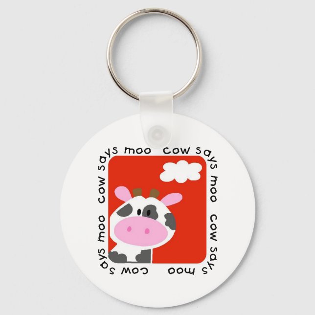 Cow Says Moo Tshirts and Gifts Key Ring (Front)